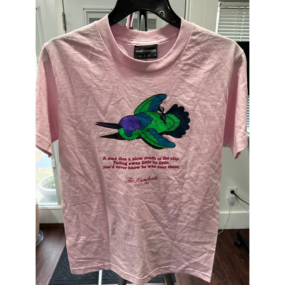 The Hundreds Hummingbird Graphic Tee Men's Small Pink NWOT Streetwear Aesthetic